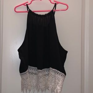 Black dressy top with lace trim